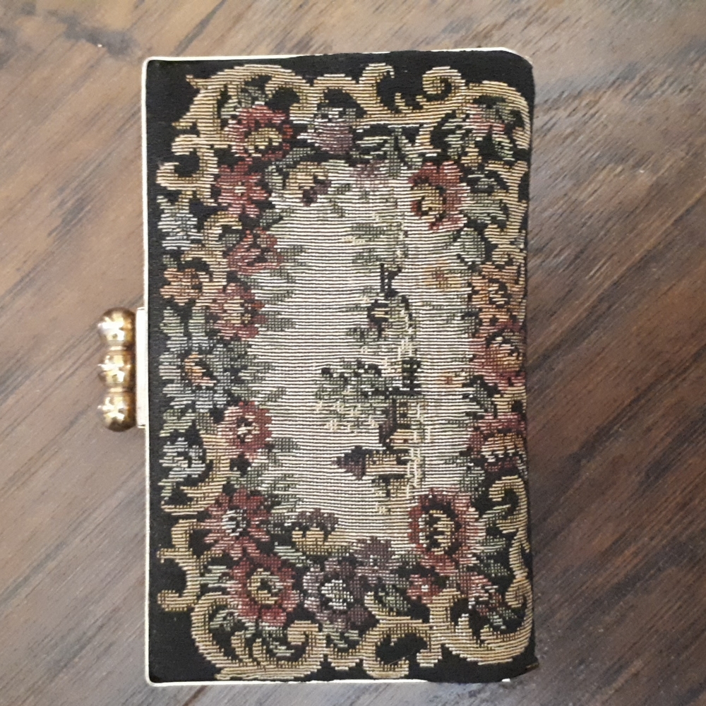 Small vintage tapestry clutch